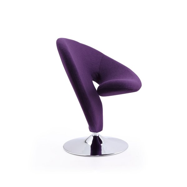 Manhattan Comfort Curl Swivel Accent Chair in Purple and Polished Chrome AC040-EP